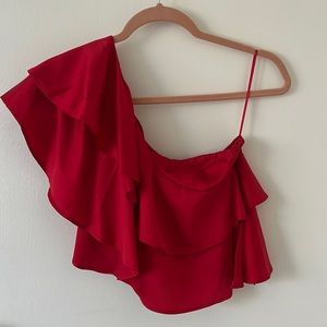 Red One Shoulder Express Top